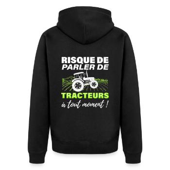 Tracteur addiction passion humour agriculteur - Veste à capuche bio Premium Unisexe - noir - Dos - Nico (187cm)