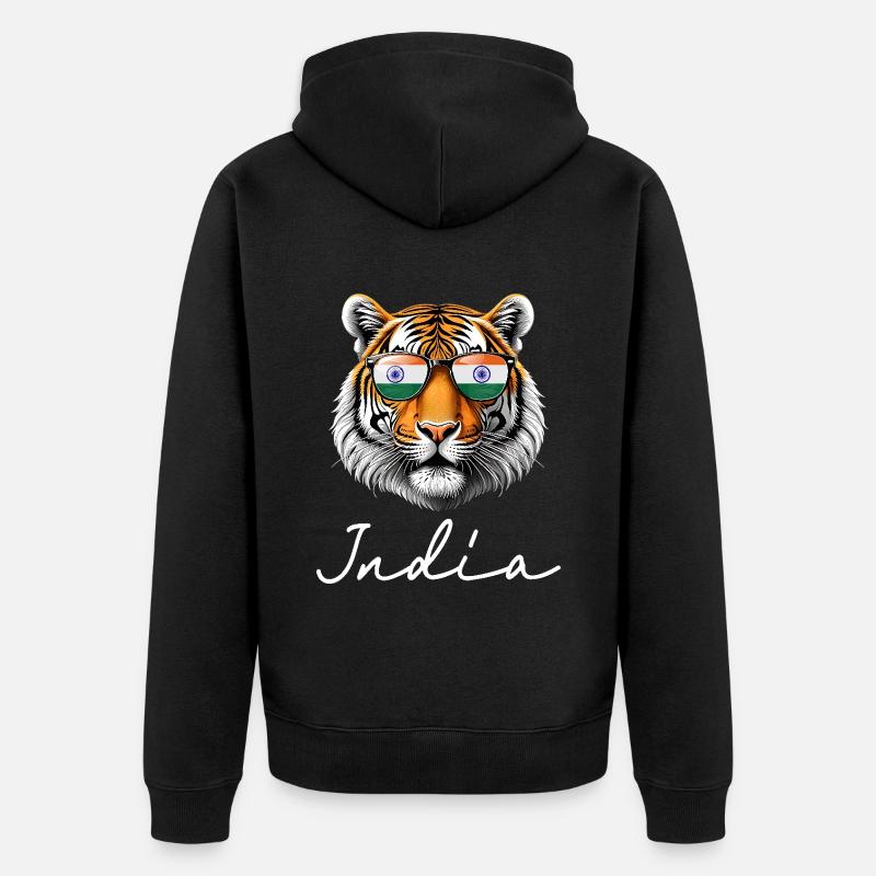 Souvenir Tigre Drapeau Indien - Veste à capuche bio Premium Unisexe - noir