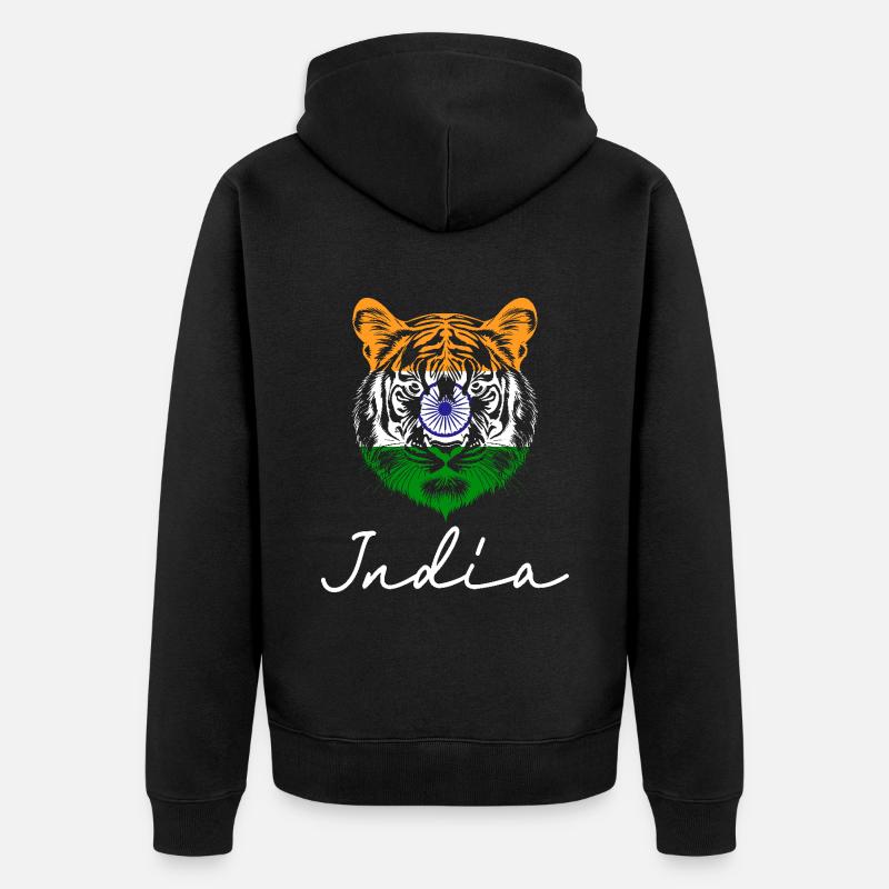 Souvenir Tigre Drapeau Indien - Veste à capuche bio Premium Unisexe - noir