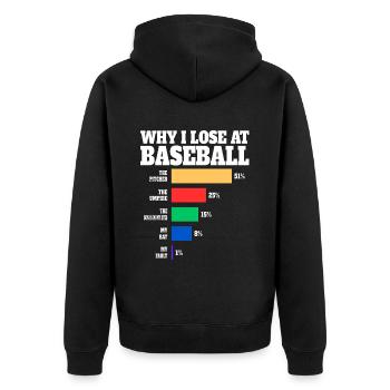 Baseball Player Humor Baseball - Unisex Premium Organic Zip Hoodie - black - Back - Nico (187cm)