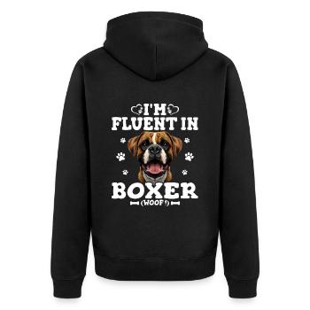 Parler Le Boxer Humour Chien Boxer - Veste à capuche bio Premium Unisexe - noir - Dos - Nico (187cm)
