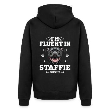 Parler Le Staffie Cadeau Humour Chien Staffie - Veste à capuche bio Premium Unisexe - noir - Dos - Nico (187cm)