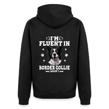 Parler Border Collie Humour Chien Border Collie - Veste à capuche bio Premium Unisexe - noir - Dos - Nico (187cm)