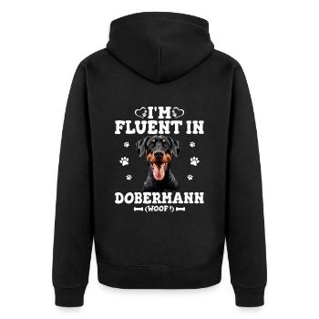 Parler Le Dobermann Humour Chien Dobermann - Veste à capuche bio Premium Unisexe - noir - Dos - Nico (187cm)