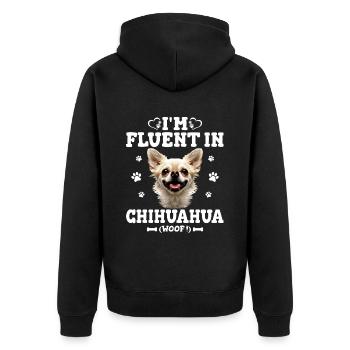 Parler Le Chihuahua Humour Chien Chihuahua - Veste à capuche bio Premium Unisexe - noir - Dos - Nico (187cm)