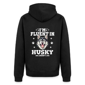 Parler Le Husky Humour Chien Husky - Veste à capuche bio Premium Unisexe - noir - Dos - Nico (187cm)