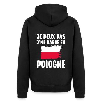 J'Peux Pas J'Me Barre En Pologne Voyage - Veste à capuche bio Premium Unisexe - noir - Dos - Nico (187cm)