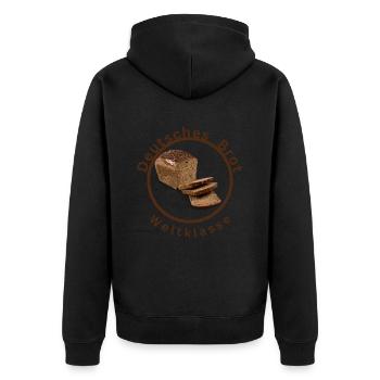 Deutsches Brot Weltklasse - Unisex Premium Bio Zip Hoodie - Schwarz - Hinten - Nico (187cm)