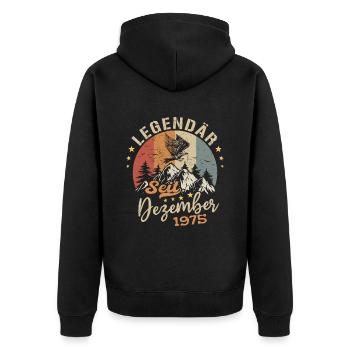 Legendär seit Dezember 1975 limitierte Auflage - Unisex Premium Bio Zip Hoodie - Schwarz - Hinten - Nico (187cm)