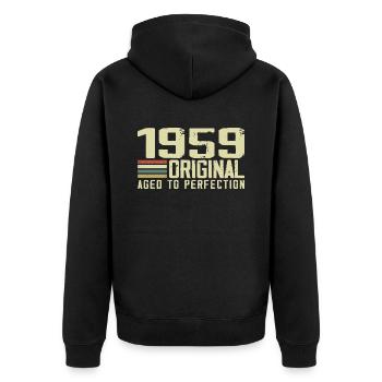 Né en 1959 - Vintage 1959 - 65e Anniversaire Rétro - Veste à capuche bio Premium Unisexe - noir - Dos - Nico (187cm)