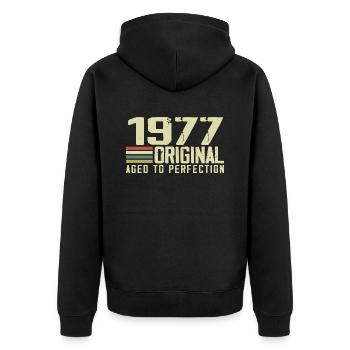 Né en 1977 - Vintage 1977 - 47e Anniversaire Rétro - Veste à capuche bio Premium Unisexe - noir - Dos - Nico (187cm)