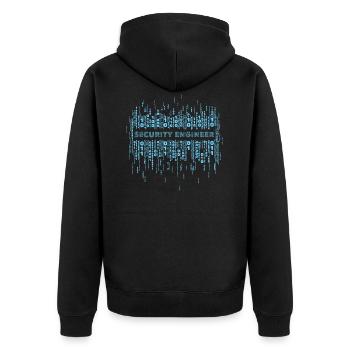 IT Security - Unisex Premium Organic Zip Hoodie - black - Back - Nico (187cm)