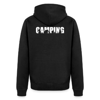camping - Unisex Premium Organic Zip Hoodie - black - Back - Nico (187cm)