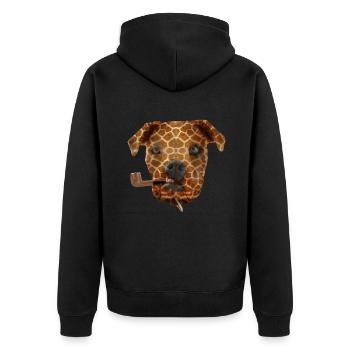 Chien peau girafe fumant la pipe - Veste à capuche bio Premium Unisexe - noir - Dos - Nico (187cm)