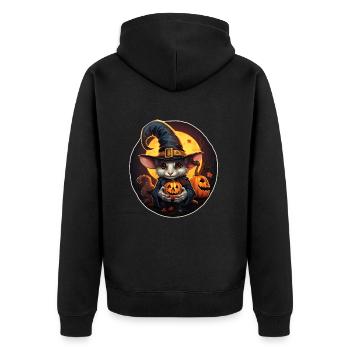 Halloween Ratte - Unisex Premium Bio Zip Hoodie - Schwarz - Hinten - Nico (187cm)