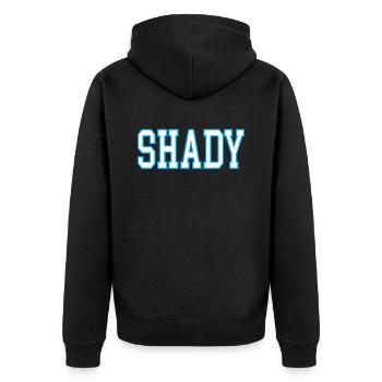 shady - Unisex Premium Bio Zip Hoodie - Schwarz - Hinten - Nico (187cm)