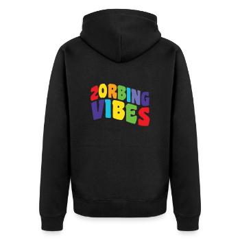 Zorbing Vibes Groovy Zorbing - Unisex Premium Organic Zip Hoodie - black - Back - Nico (187cm)