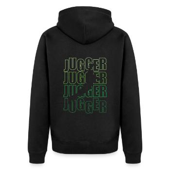 Funny Sport Jugger - Unisex Premium Bio Zip Hoodie - Schwarz - Hinten - Nico (187cm)