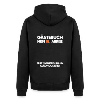 Gästebuch 18 Geburtstag Abriss - Unisex Premium Bio Zip Hoodie - Schwarz - Hinten - Nico (187cm)