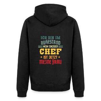 Retired My is now my wife - Unisex Premium Organic Zip Hoodie - black - Back - Nico (187cm)