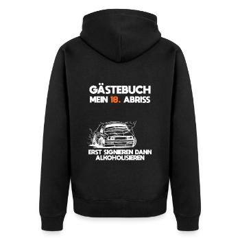 18 Geburtstag Gästebuch eintragen - Unisex Premium Bio Zip Hoodie - Schwarz - Hinten - Nico (187cm)