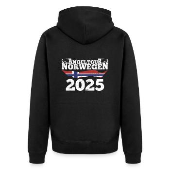Norvège Pêche 2025 - Veste à capuche bio Premium Unisexe - noir - Dos - Nico (187cm)