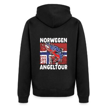 Norway Fishing Tour 2025 Angel Tour in Norwegen - Unisex Premium Bio Zip Hoodie - Schwarz - Hinten - Nico (187cm)