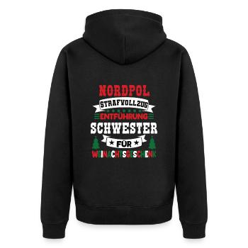 Nordpol Strafvollzug Schwester Weinachten - Unisex Premium Bio Zip Hoodie - Schwarz - Hinten - Nico (187cm)