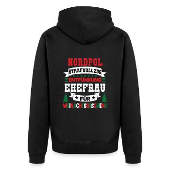 Nordpol Strafvollzug Ehefrau Lustiges Weinachts - Unisex Premium Bio Zip Hoodie - Schwarz - Hinten - Nico (187cm)