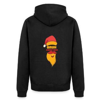 Bruh Santa Claus Weinachten - Unisex Premium Bio Zip Hoodie - Schwarz - Hinten - Nico (187cm)
