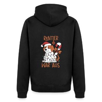 Rentier war aus Weihnachtsgeschenk xmas - Unisex Premium Bio Zip Hoodie - Schwarz - Hinten - Nico (187cm)