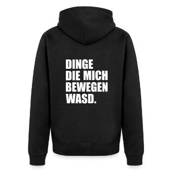 Dinge Die Mich Bewegen WASD Lustig - Unisex Premium Bio Zip Hoodie - Schwarz - Hinten - Nico (187cm)