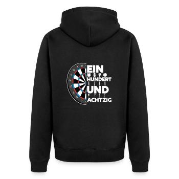 180 Darts Funny Darts - Unisex Premium Organic Zip Hoodie - black - Back - Nico (187cm)