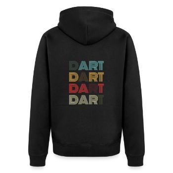 Dart Evolution Retro Dart Dartspieler Hobby - Unisex Premium Bio Zip Hoodie - Schwarz - Hinten - Nico (187cm)