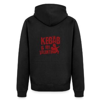 Kebab Is My Valentine Funny Valentine - Unisex Premium Organic Zip Hoodie - black - Back - Nico (187cm)