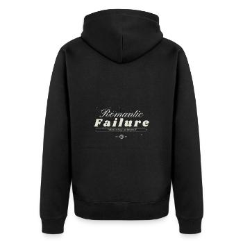 Romantic Failure Anti Valentine - Unisex Premium Bio Zip Hoodie - Schwarz - Hinten - Nico (187cm)