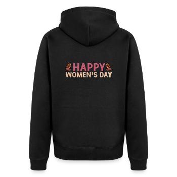 Bonne fête de la femme - Veste à capuche bio Premium Unisexe - noir - Dos - Nico (187cm)