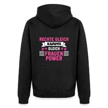 Frauen Power Frauentag - Unisex Premium Bio Zip Hoodie - Schwarz - Hinten - Nico (187cm)