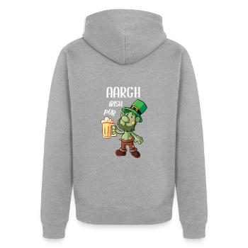 Irish Pub Aargh Patricks Day - Unisex Premium Bio Zip Hoodie - Grau meliert - Hinten - Nico (187cm)