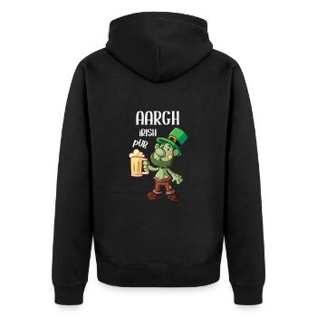 Irish Pub Aargh Patricks Day - Unisex Premium Bio Zip Hoodie - Schwarz - Hinten - Nico (187cm)
