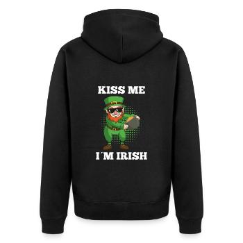 Kiss Me I Am Irish - Unisex Premium Organic Zip Hoodie - black - Back - Nico (187cm)