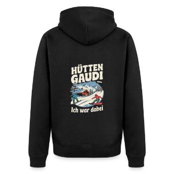 Hütten Gaudi Lustiges Ski - Unisex Premium Bio Zip Hoodie - Schwarz - Hinten - Nico (187cm)
