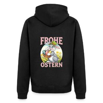 Frohe Ostern 2025 Lustiges Oster - Unisex Premium Bio Zip Hoodie - Schwarz - Hinten - Nico (187cm)