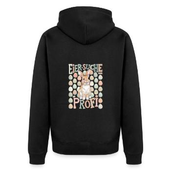 Eiersuche Profi Lustiges Oster - Unisex Premium Bio Zip Hoodie - Schwarz - Hinten - Nico (187cm)