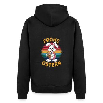 Happy Easter Funny - Unisex Premium Organic Zip Hoodie - black - Back - Nico (187cm)