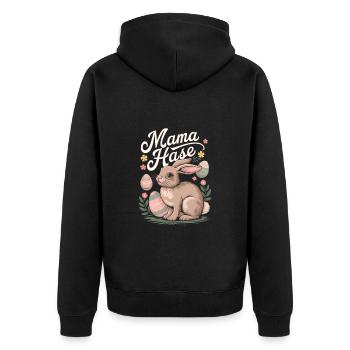 Mama Hase Lustiges Ostern - Unisex Premium Bio Zip Hoodie - Schwarz - Hinten - Nico (187cm)