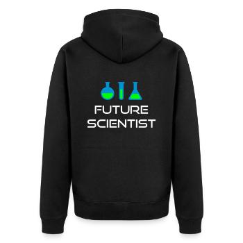 Futur scientifique (piston, tube à essai) - Veste à capuche bio Premium Unisexe - noir - Dos - Nico (187cm)