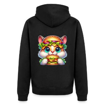 Funny Cats Coca Themed Hat Fast Food - Unisex Premium Organic Zip Hoodie - black - Back - Nico (187cm)