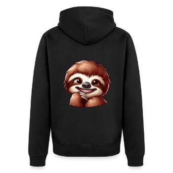 Süßes schüchternes Faultier Cartoon - Unisex Premium Bio Zip Hoodie - Schwarz - Hinten - Nico (187cm)