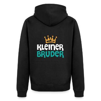 Kleiner Bruder Geschwister Geschenk Partnerlook - Unisex Premium Bio Zip Hoodie - Schwarz - Hinten - Nico (187cm)